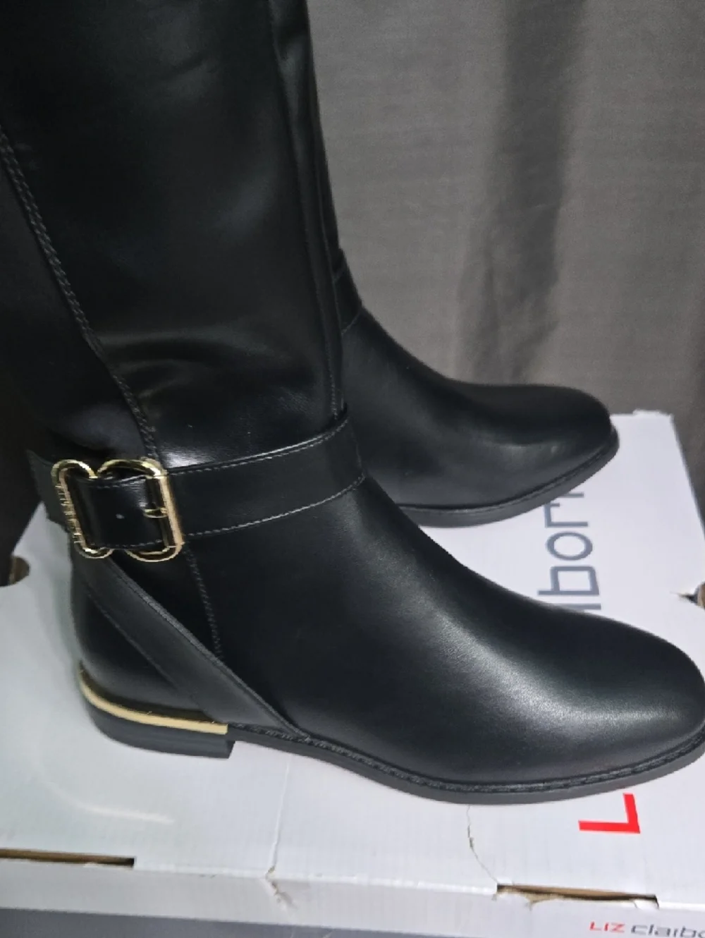 SALE! Liz Claiborne Black Over-the-Knee Buckle Riding Boots